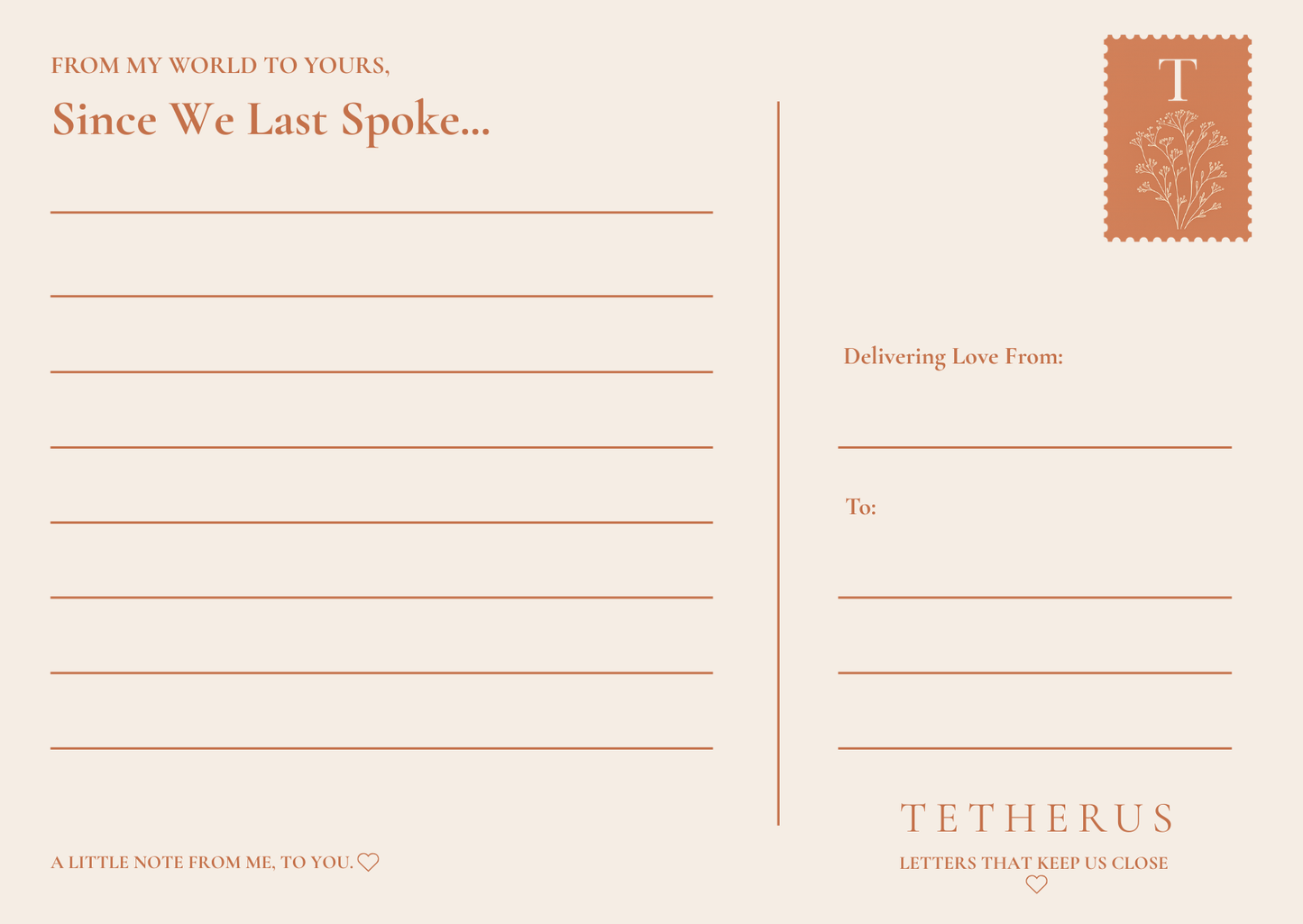 TetherUs postcard Reverse side with prompt
